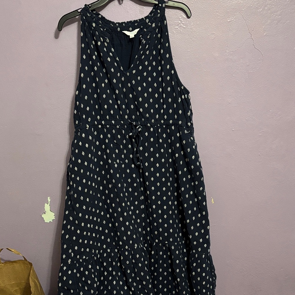Time and Tru Navy Patterned Midi Dress